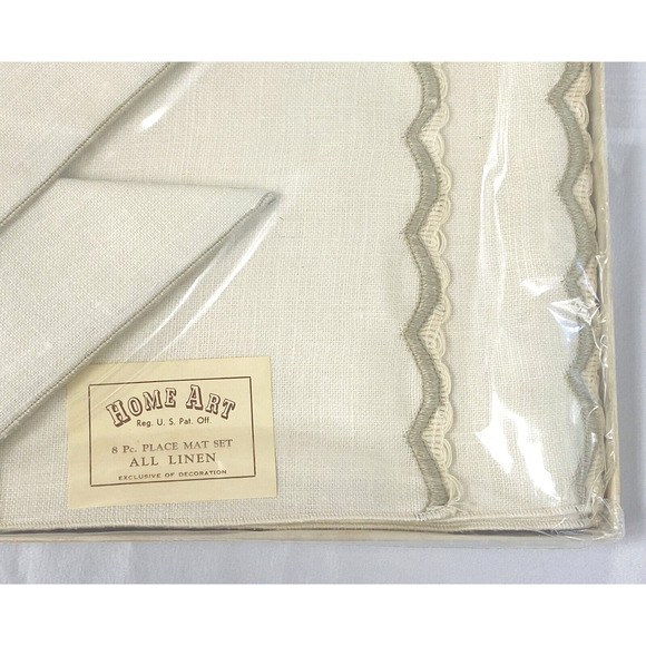 Vintage Home Art Linen Placemat and Napkin Set 8 pcs total Original Box - Picture 3 of 4